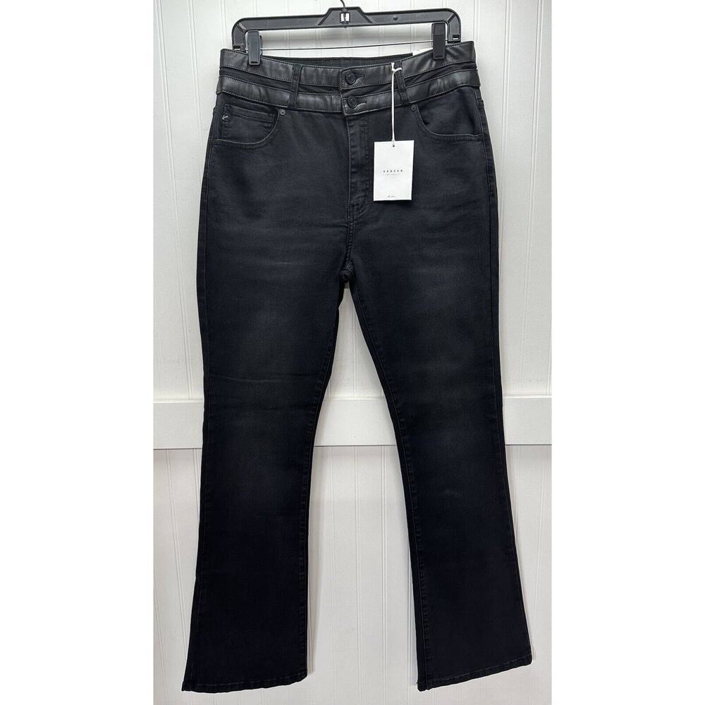 Kancan Jeans Jeanie High Rise Bootcut Women 15/31 Black Flared Stretch Denim NEW